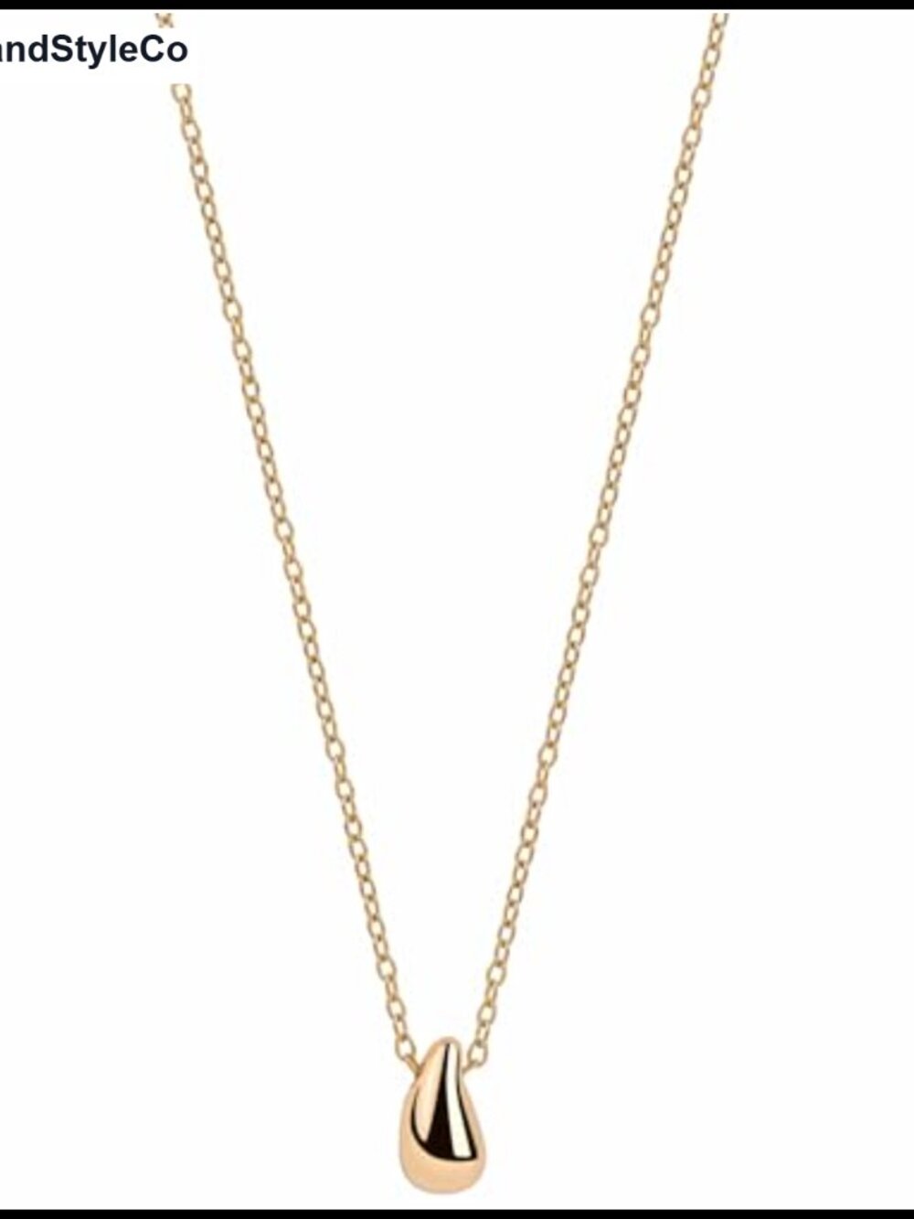 18K Gold Plated Teardrop Pendant Necklace - 18 Inch Cable Chain